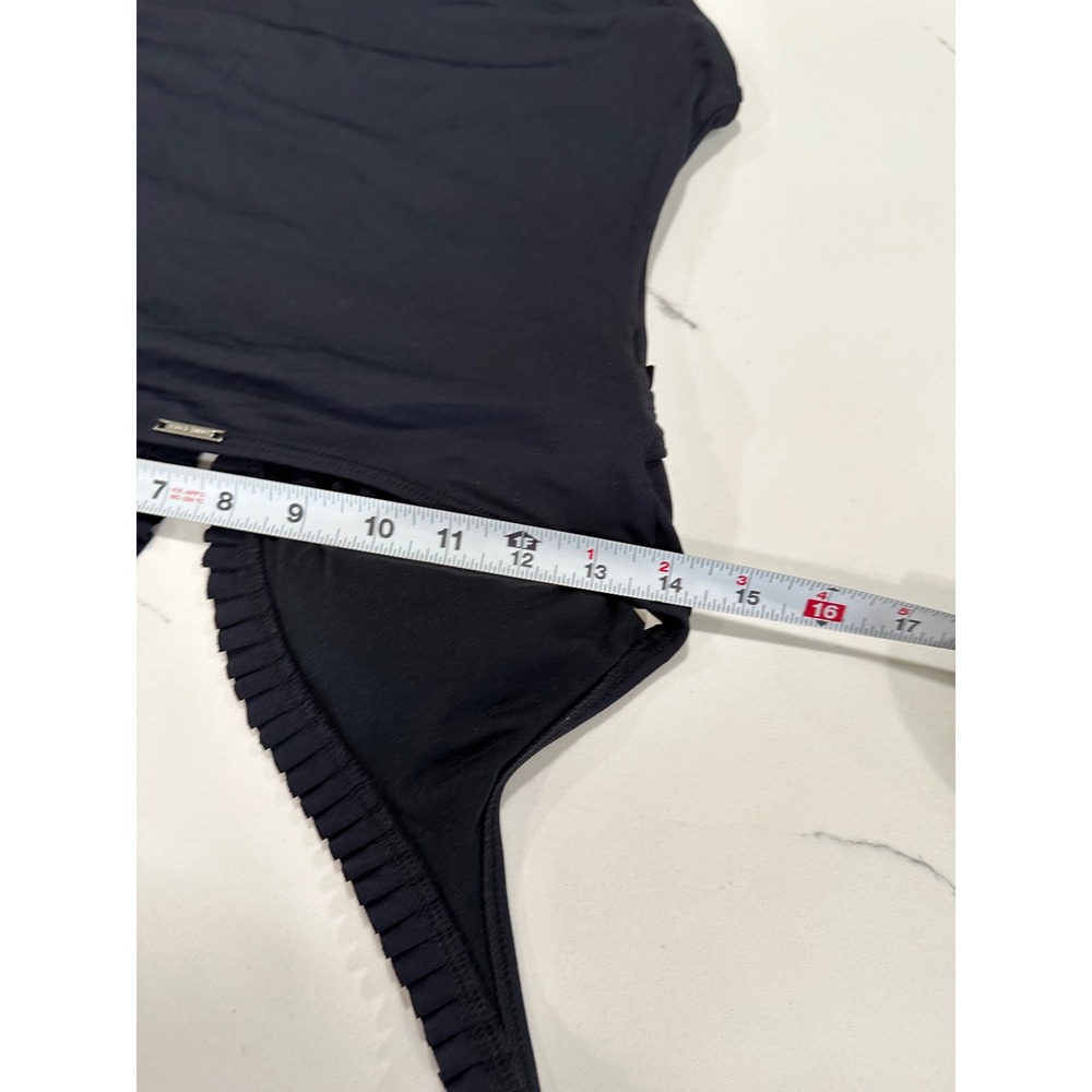 Black Ruffle Halter One Piece Swimsuit Size 12 Womens - Picture 6 of 6